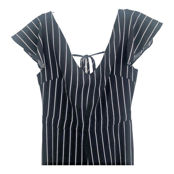 Etophe Studio's Wide Leg Stripe Flutter Sleeve Jumpsuit with Open Back S - Picture 3 of 15